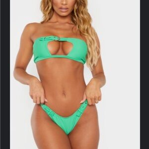 Peek-a-boo bandeau high-leg bikini
